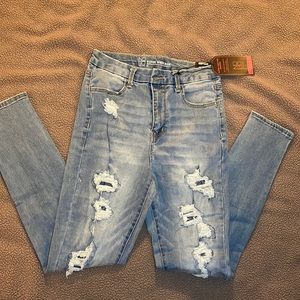Light Wash High Waisted Distressed Skinny Jeans
